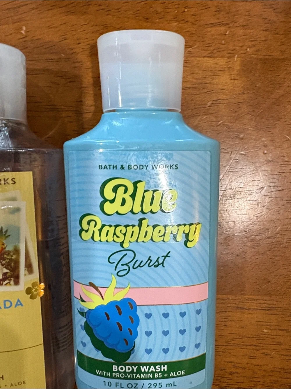 Bath and body summer shower gel in Pima colada swirl and blue raspberry